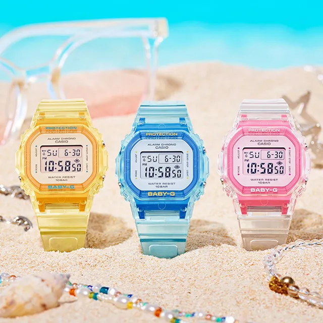 【CASIO 卡西歐】BABY-G 活力盛夏透彩電子手錶-3色可選 禮物(BGD-565SJ-2/BGD-565SJ-7/BGD-565SJ-9/速)