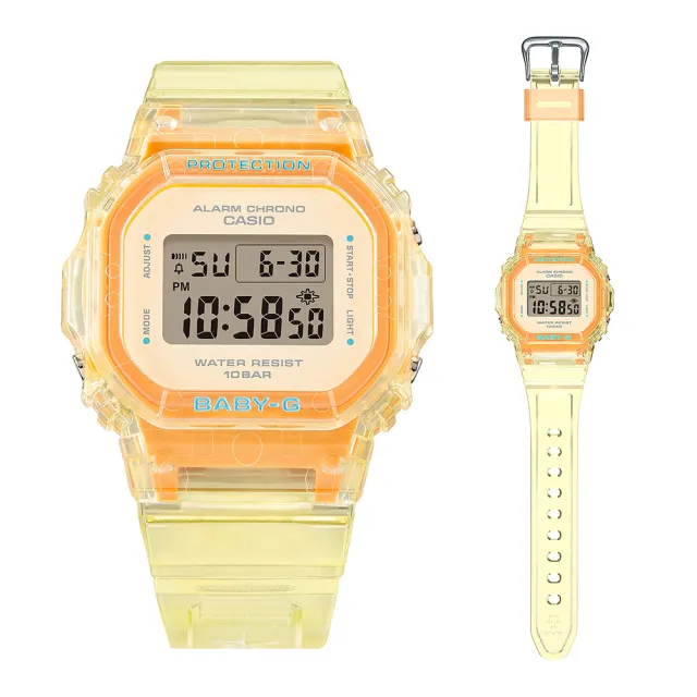 【CASIO 卡西歐】BABY-G 活力盛夏透彩電子手錶-3色可選 禮物(BGD-565SJ-2/BGD-565SJ-7/BGD-565SJ-9/速)