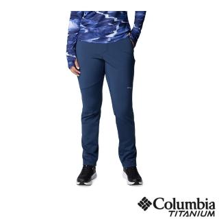 【Columbia 哥倫比亞】女款-防潑高腰軟殼長褲-深藍(UAK88910NY/IF)
