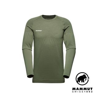 【Mammut 長毛象官方直營】Trift Longsleeve Men 羊毛混紡長袖排汗衣 沼澤綠 男款 #1016-01070