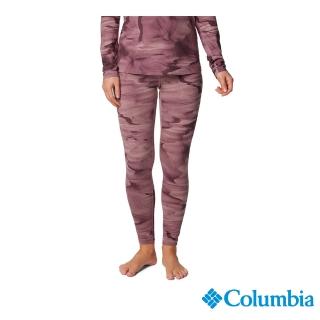 【Columbia 哥倫比亞】女款-極暖快排內著長褲-酒紅印花色(UAL48880PW/IF)