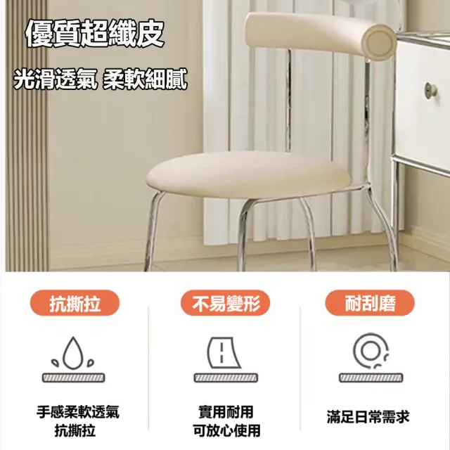 【E家工廠】梳妝椅 化妝椅 椅子 書桌椅 靠背椅(416-HB椅子（白色+電鍍）)