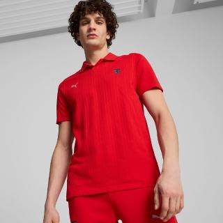 【PUMA】短袖上衣 男款 POLO衫 運動 法拉利 歐規 JACQUARD 紅 62709702