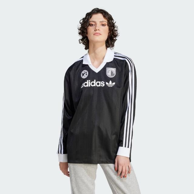 【adidas 愛迪達】上衣 女款 長袖上衣 運動 三葉草 亞規 SOCCER LS 黑 IR9769