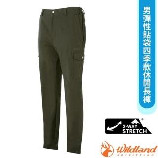 【Wildland 荒野】男 彈性貼袋四季款休閒長褲 透氣快乾排汗.機能褲.工作褲(S2376-129 黑森林)