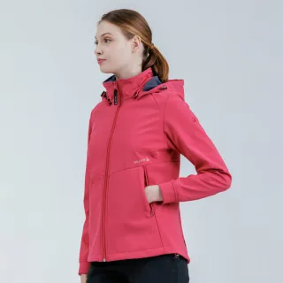 【Hilltop 山頂鳥】HILLTOP山頂鳥 SOFT SHELL防風透氣保暖彈性外套 軟殼衣 女款 桃紅｜PH22XF16ECH0