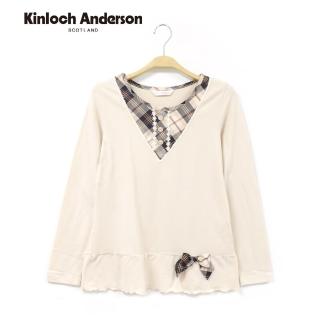 【Kinloch Anderson】內格v領小花蕾絲長袖上衣 金安德森女裝(KA0565304)
