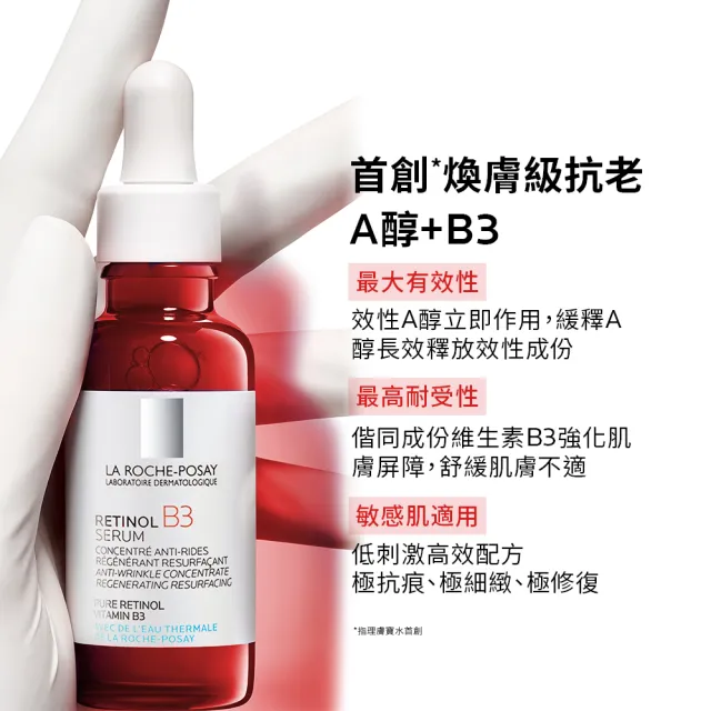 【理膚寶水】拋光撫紋全效組 B3 A醇緊緻抗痕精華 30ml+極效三重酸煥膚精華30ml_A(AB小紅瓶)