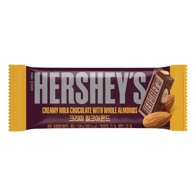 【Hersheys 好時】杏仁夾餡牛奶巧克力片裝100g(巧克力)