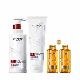 【LOREAL Paris 巴黎萊雅】髮芯修護強化1+1組(洗髮露440ml+護髮素 250ml)