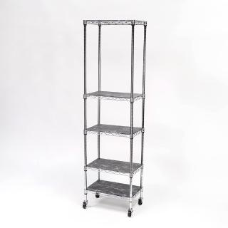 【Steel Tycoon 鋼鐵力士】五層雙重防護型鐵架 附木層板+輪組 28x43x150cm(層架.置物架.波浪架)