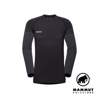 【Mammut 長毛象官方直營】Trift Longsleeve Men 羊毛混紡長袖排汗衣 黑色 男款 #1016-01070