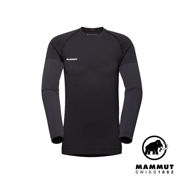 【Mammut 長毛象官方直營】Trift Longsleeve Men 羊毛混紡長袖排汗衣 黑色 男款 #1016-01070