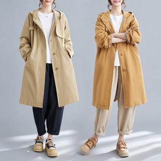 【BRIGA B051-6555】BRIGA B051-6555設計師款復古時尚中長款寬鬆休閒冬款工裝連帽風衣(B051-6555)