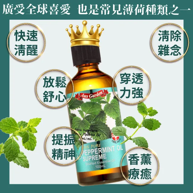 【Ausgarden 澳維花園】至尊薄荷精油100mlX2入(薄荷精油能量 清涼舒心的療癒力)