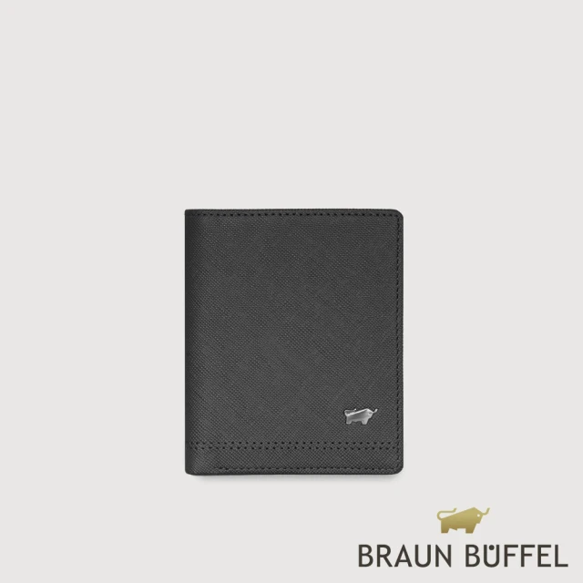 BRAUN BUFFEL 德國小金牛 台灣總代理 巴雷特 6卡名片夾-黑色(BF546-306-BK)