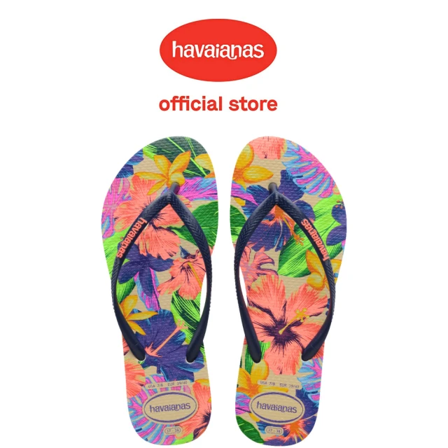 havaianas 哈瓦仕 拖鞋 女鞋 夾腳拖 花卉 巴西鳶尾 Slim Floral Neon 藍 4149011-0001W(哈瓦士)