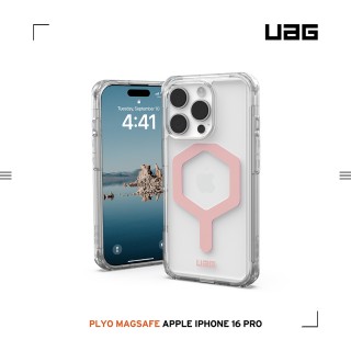 【UAG】iPhone 16 Pro 磁吸耐衝擊全透保護殼-極透明（玫瑰金圈）(支援MagSafe無線充電)