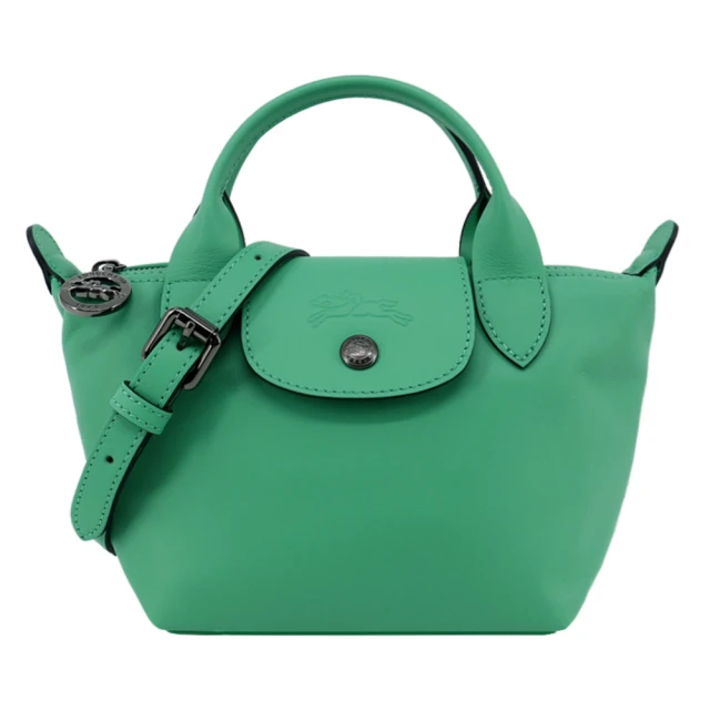 LONGCHAMP LE PLIAGE XTRA系列牛皮手提/斜背兩用水餃包(迷你/草綠/展示品)