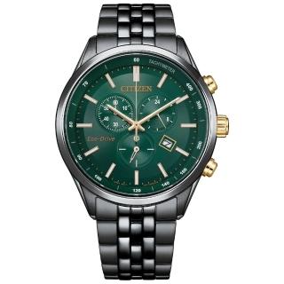 【CITIZEN 星辰】GENTS 亞洲限定潮流型男光動能競速計時男錶-綠x黑/42mm 母親節限定(AT2576-50X)