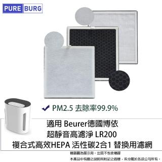 【pureburg】適用beurer博依 超靜音高濾淨 lr200空氣清淨機 副廠高效2合1複合式活性碳濾網