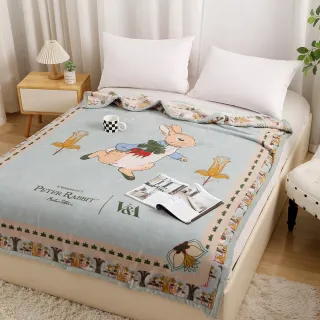 【PETER RABBIT 比得兔】比得兔與V&A博物館 法蘭絨厚磅雙層毛毯-任選(150x200cm/正版授權/毛毯/法蘭絨毯)