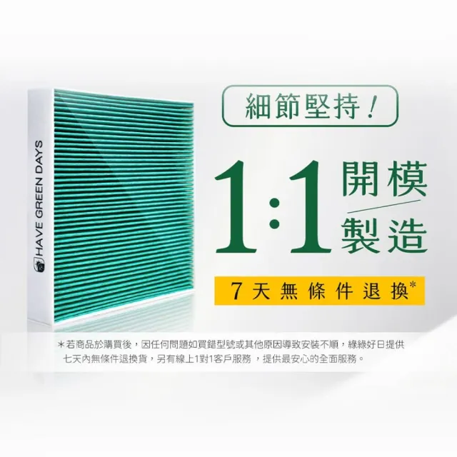 【Have Green Days 綠綠好日】適用 福斯 Touran 一代/二代  2003~2015  汽車冷氣濾網 GVW002 單入組