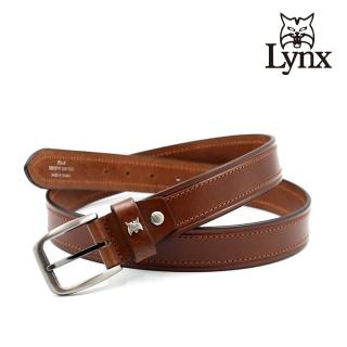 【Lynx】美國山貓時尚男士義大利皮革皮帶腰帶 牛皮/經典款/針扣 LY12-9731-85(咖啡)