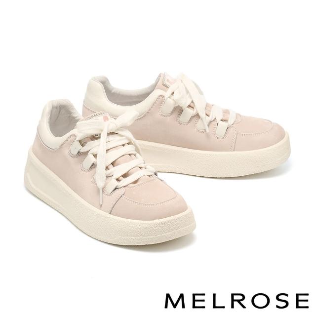 【MELROSE】美樂斯 率性潮流絲綢羊皮QQ厚底休閒鞋(粉)