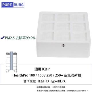 【PUREBURG】適用IQ Air IQair HealthPro 100 150 250+可替代原廠H12 H13 HyperHEPA