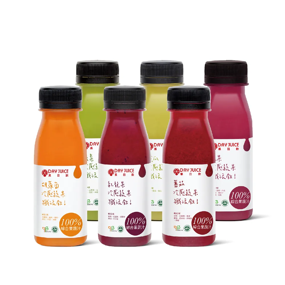 【Day Juice果日飲】冷壓蔬果纖活飲1-5號+13號(250ml/瓶-共6瓶)