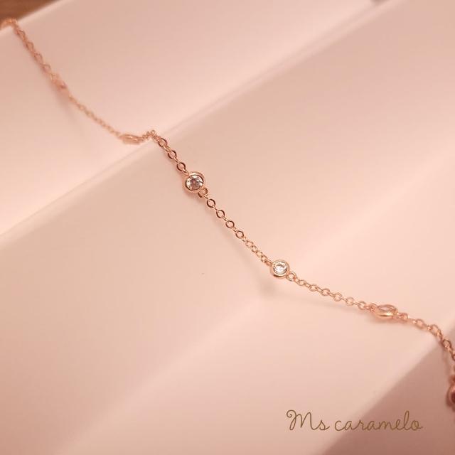【焦糖小姐 Ms caramelo】925銀鍍玫瑰金(鋯石手鍊)