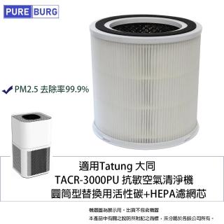 【PUREBURG】適用Tatung 大同 TACR-3000PU 抗敏空氣清淨機 副廠替換用高效三合一HEPA濾網