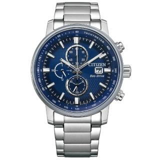 【CITIZEN 星辰】Chronograph 亞洲限定款光動能競速計時男錶-藍x銀/43mm 母親節限定(CA0840-87L)
