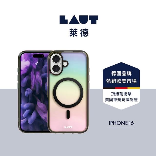 【LAUT 萊德】iPhone 16 磁吸炫彩保護殼-彩透黑(支援MagSafe功能)