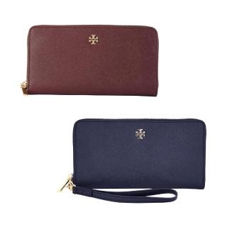 【TORY BURCH】雙T-LOGO素面皮革長夾