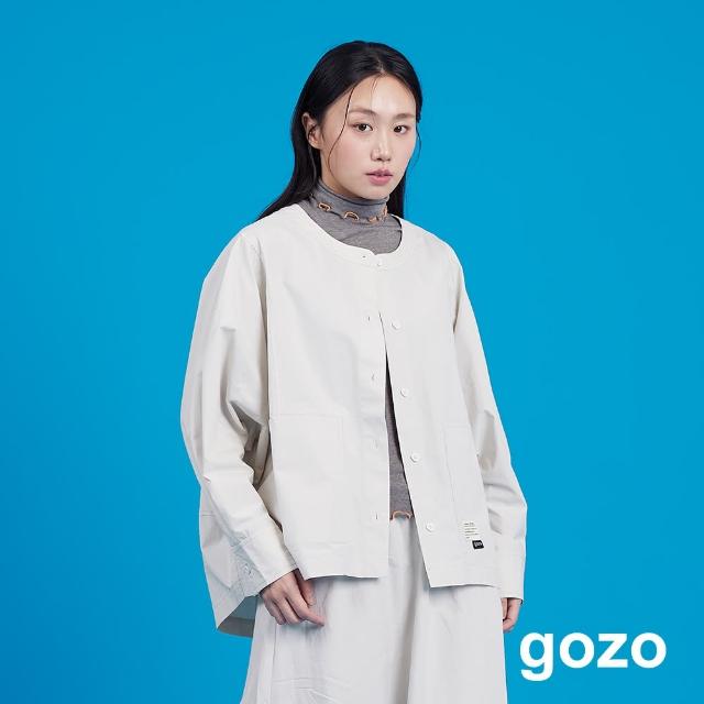 【gozo】大口袋開襟連袖襯衫外套(兩色)