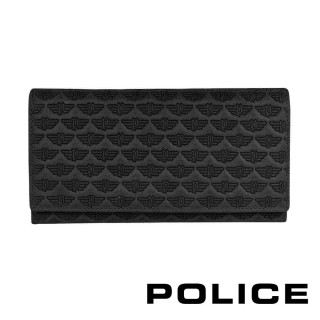 【POLICE】限量1折 義大利潮牌 頂級小牛皮鈕扣翻蓋長夾 全新專櫃展示品(艾爾頓系列 送禮盒提袋)