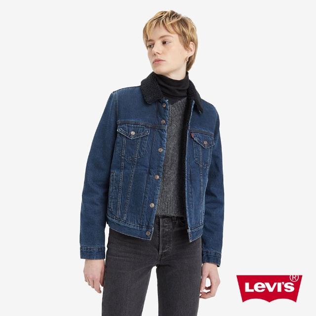 【LEVIS 官方旗艦】女款 TYPE III SHERPA刷毛翻領三代丹寧牛仔外套 人氣新品 36136-0079