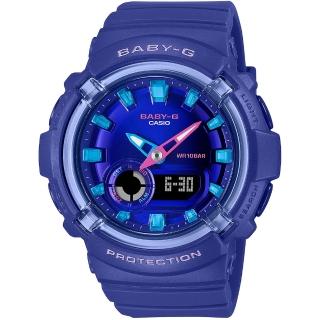 【CASIO 卡西歐】BABY-G 舞池霓虹燈概念雙顯手錶 情人節 禮物(BGA-280DN-2A/速)