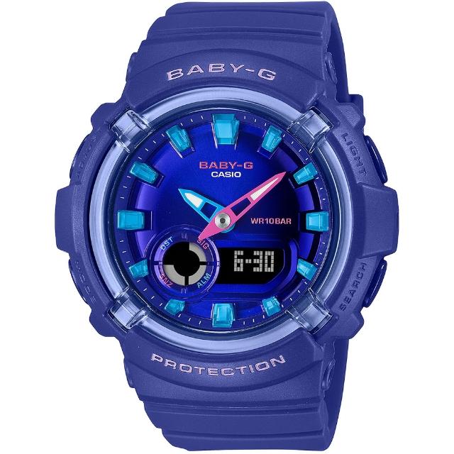 【CASIO 卡西歐】BABY-G 舞池霓虹燈概念雙顯手錶 情人節 禮物(BGA-280DN-2A/速)