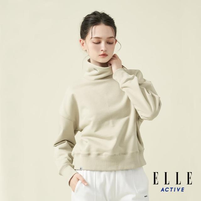 【ELLE ACTIVE】女款 小高領短版長袖上衣-卡其色(EA24A2W1402#82)