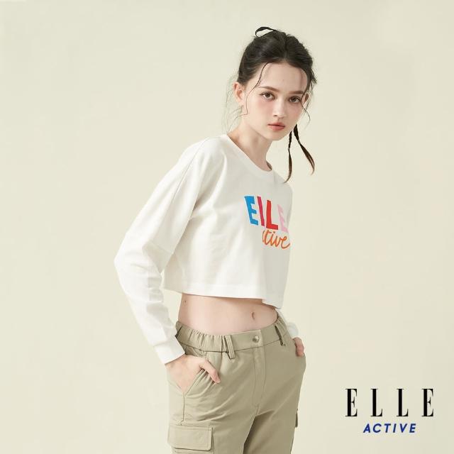 【ELLE ACTIVE】女款 短版圓領長袖上衣-白色(EA24A2W1702#90)