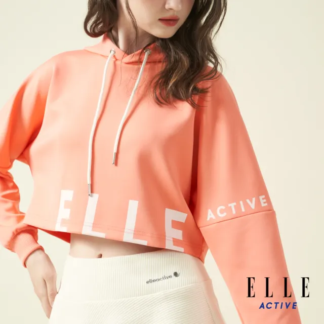 【ELLE ACTIVE】女款 短版連帽上衣-橘色(EA24A2W1405#64)