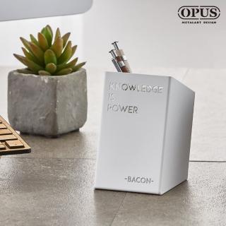 【OPUS 東齊金工】歐式鐵藝筆筒/辦公文具/筆架/桌上整理收納(PE-kn18W 培根 優雅白)