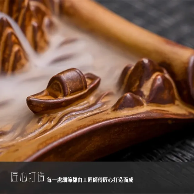 【八方開運】千里江山潺潺流水復古倒流香座附30顆倒流香(倒流香薰爐檀香創意擺件)