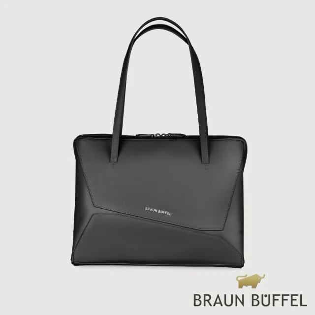 【BRAUN BUFFEL 德國小金牛】福利出清品 阿格瑪 托特包-黑色(BF826-58-BK) 女包送禮推薦