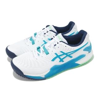 【asics 亞瑟士】網球鞋 GEL-Resolution 9 OC 2E 男鞋 寬楦 白 綠 亞洲大師賽 運動鞋 亞瑟士(1041A378103)