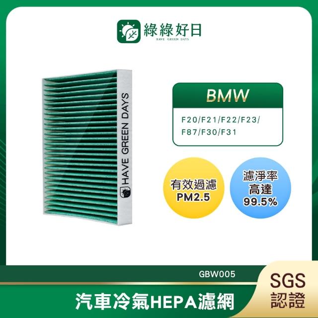 【Have Green Days 綠綠好日】適用 BMW 4系列 F32/F33/F36 2013~汽車冷氣濾網 HEPA濾網 GBW005 單入組