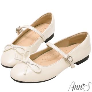 【Ann’S】柔軟牛皮真皮蝴蝶結瑪莉珍圓頭平底娃娃鞋(白)